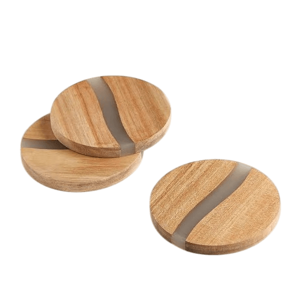 RESIN & WOOD COASTER ROUND SHAPE (POLISH)